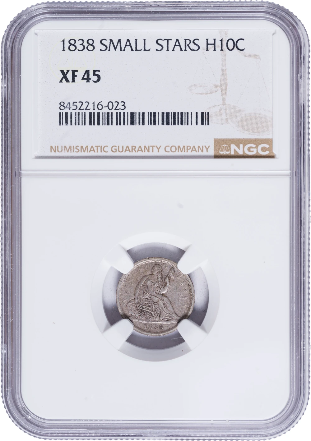 NGC EF-45 1838 Small Stars Half Dime