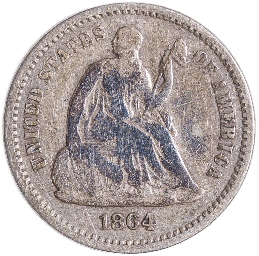 VG to Fine Details 1864-S Half Dime