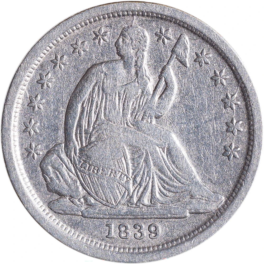VF-20 Details 1839 No Drapery Dime
