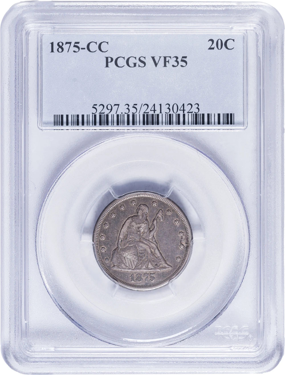 PCGS VF-35 1875-CC 20-Cents