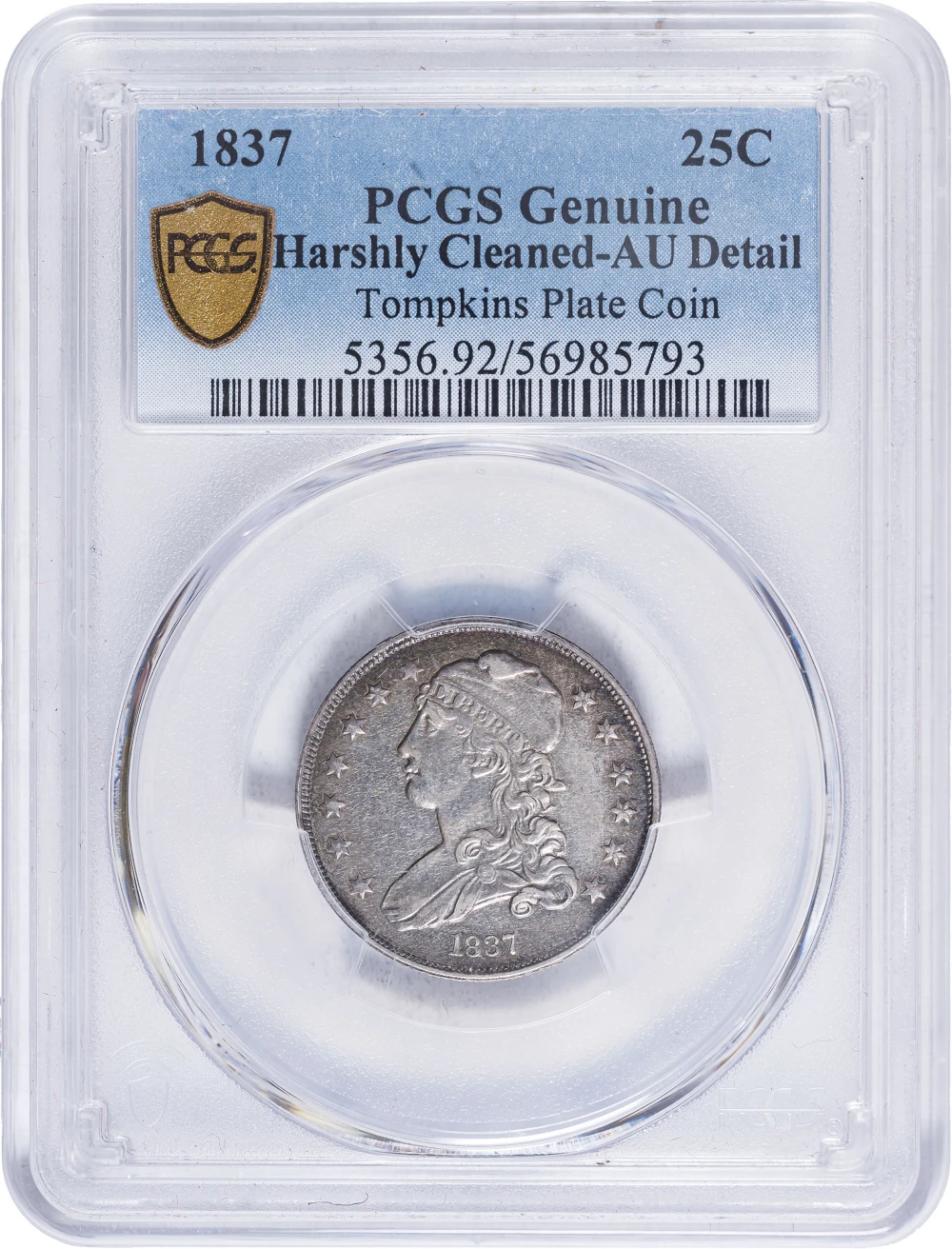 PCGS AU Details 1837 Bust Quarter