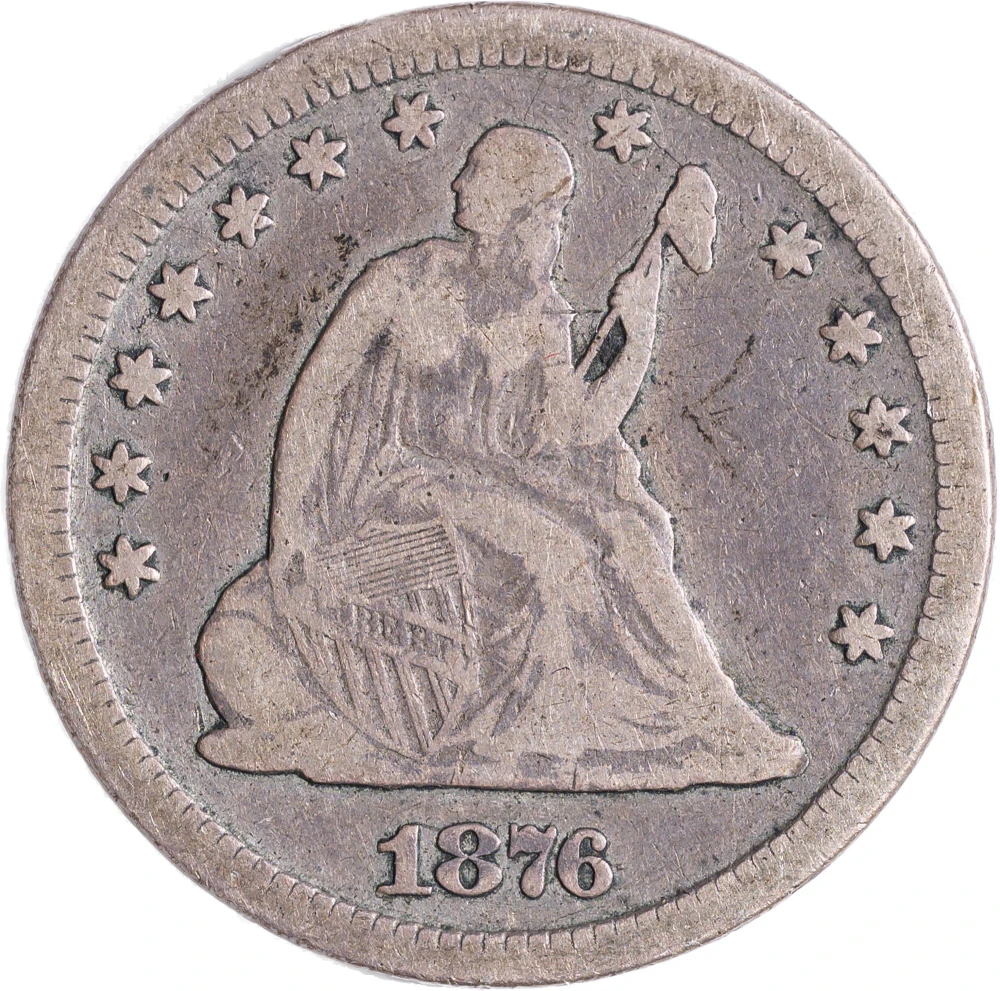 Fine-12 1876-CC Seated Quarter