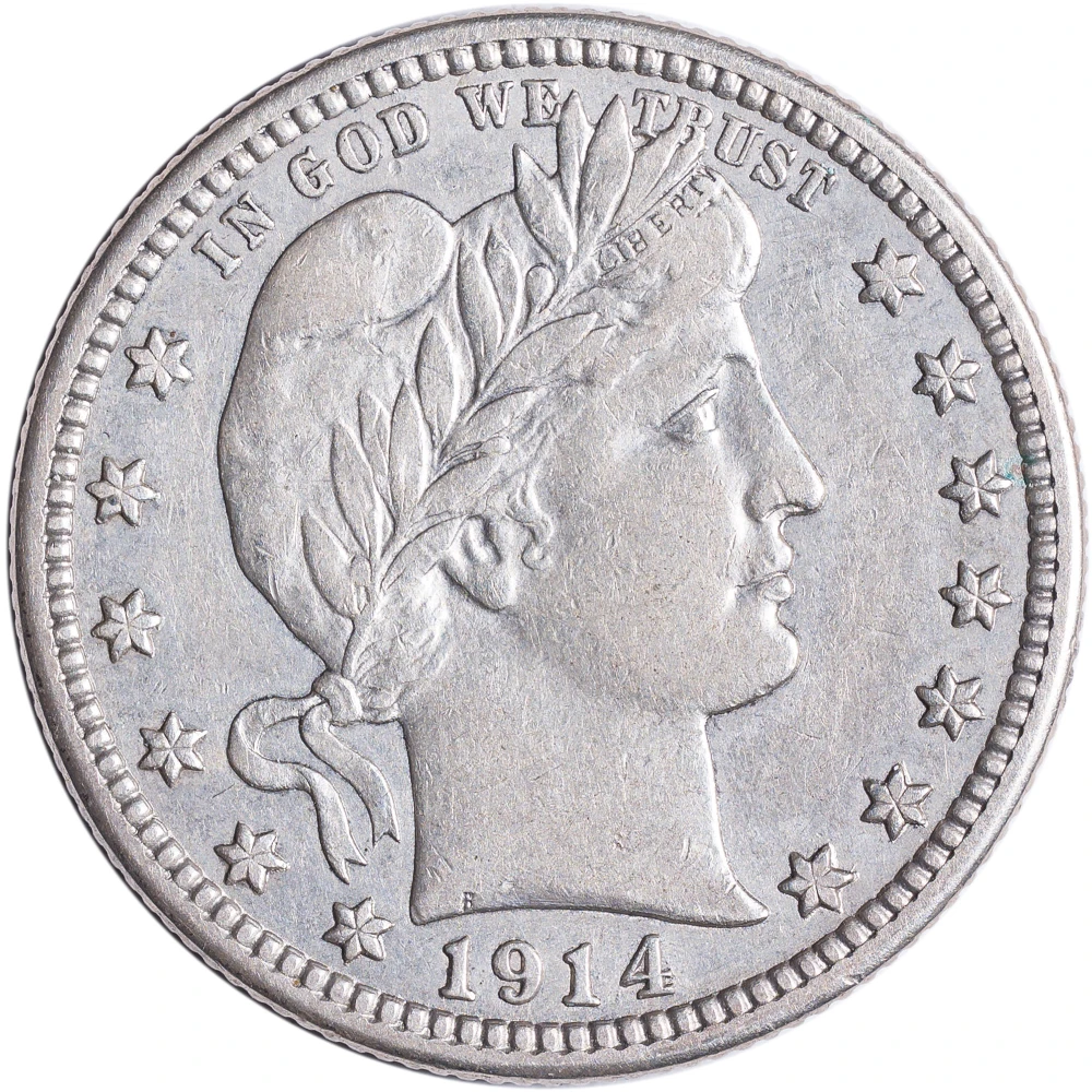 EF to AU Details 1914-S Barber Quarter