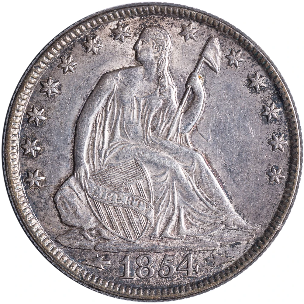 AU-58 1854-O Arrows Seated Half Dollar