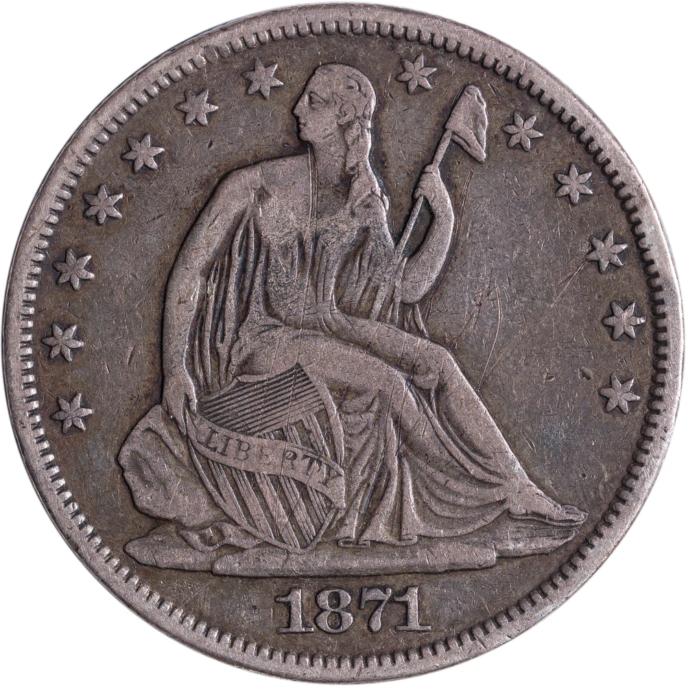 VF-25 Details 1871-S Seated Half Dollar