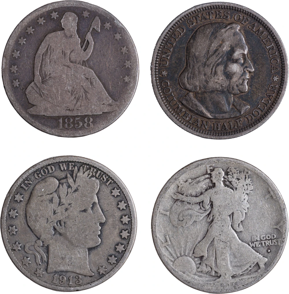 Circulated Half Dollar Type Foursome