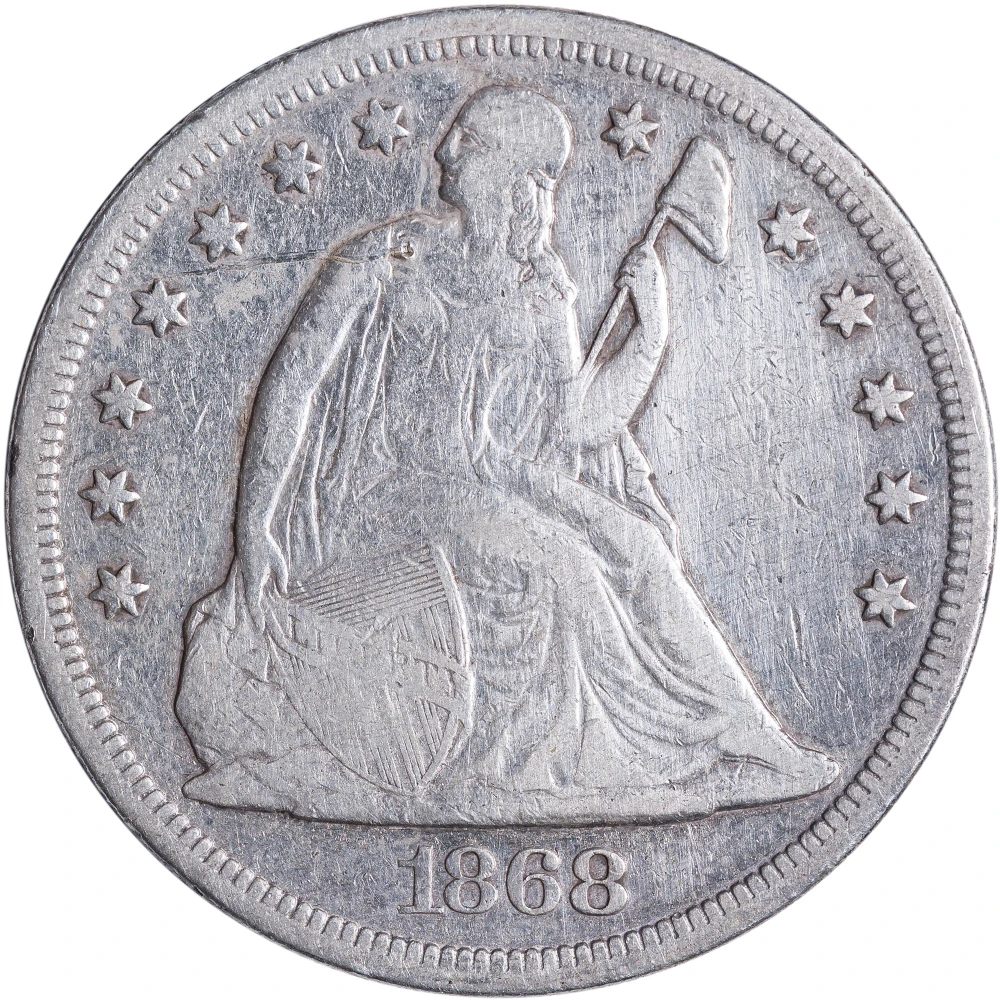 Fine-12 Details 1868 Seated Dollar