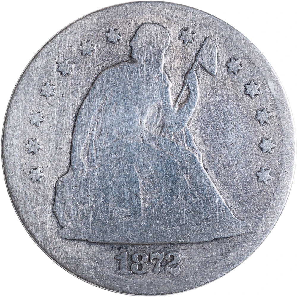 Good-4 Details 1872 Seated Dollar