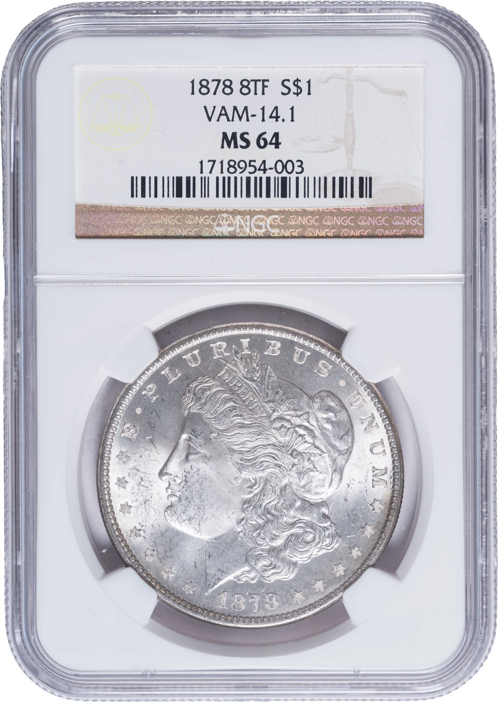 NGC MS-64 1878 8 TF Morgan Dollar