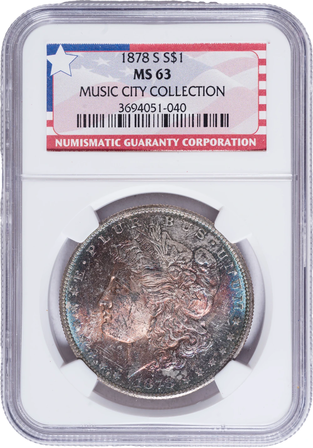 NGC MS-63 Toned 1878-S Morgan Dollar