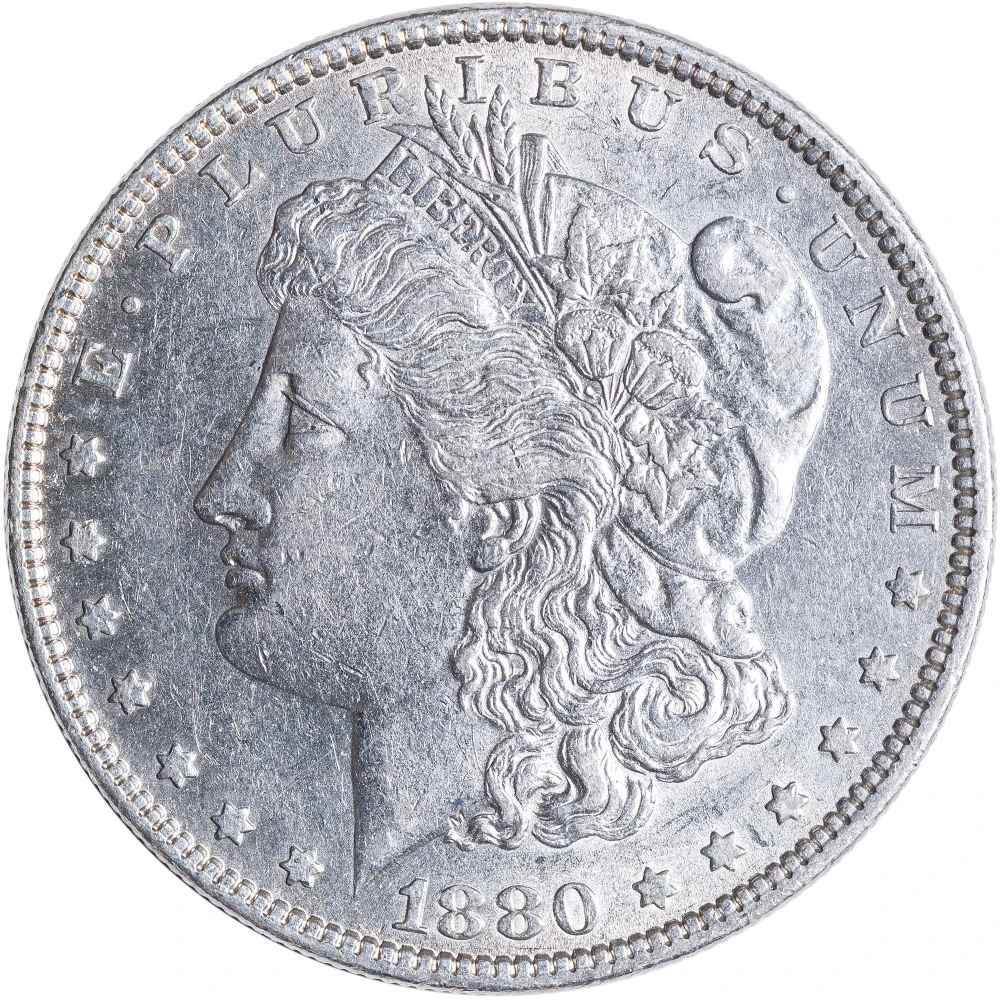 AU-50 1880 Morgan Dollar