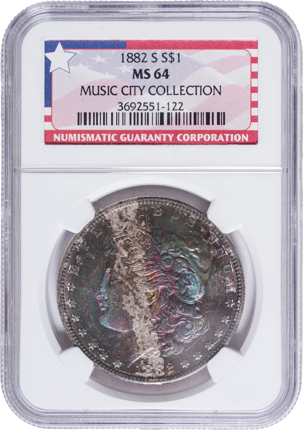 NGC MS-64 Toned 1882-S Morgan Dollar
