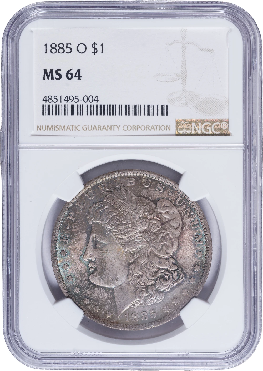 NGC MS-64 Toned 1885-O Morgan Dollar