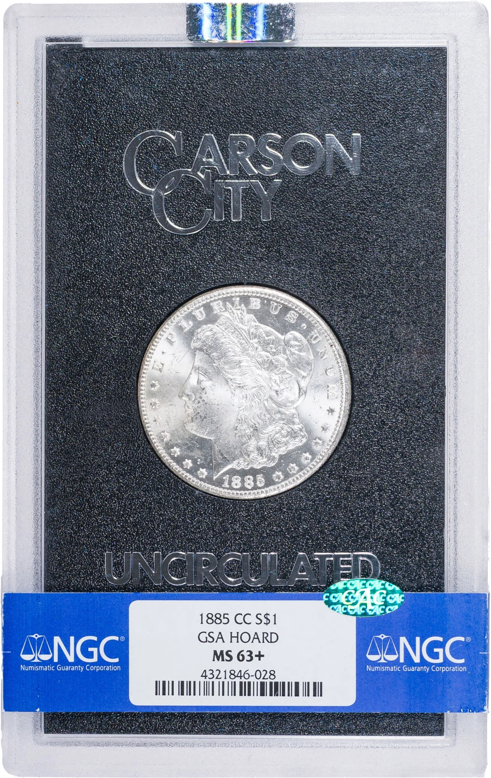 NGC MS-63+ CAC 1885-CC Morgan GSA Dollar