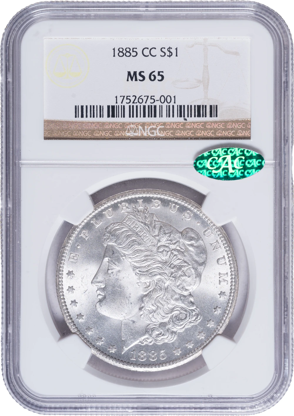 NGC MS-65 CAC 1885-CC Morgan Dollar