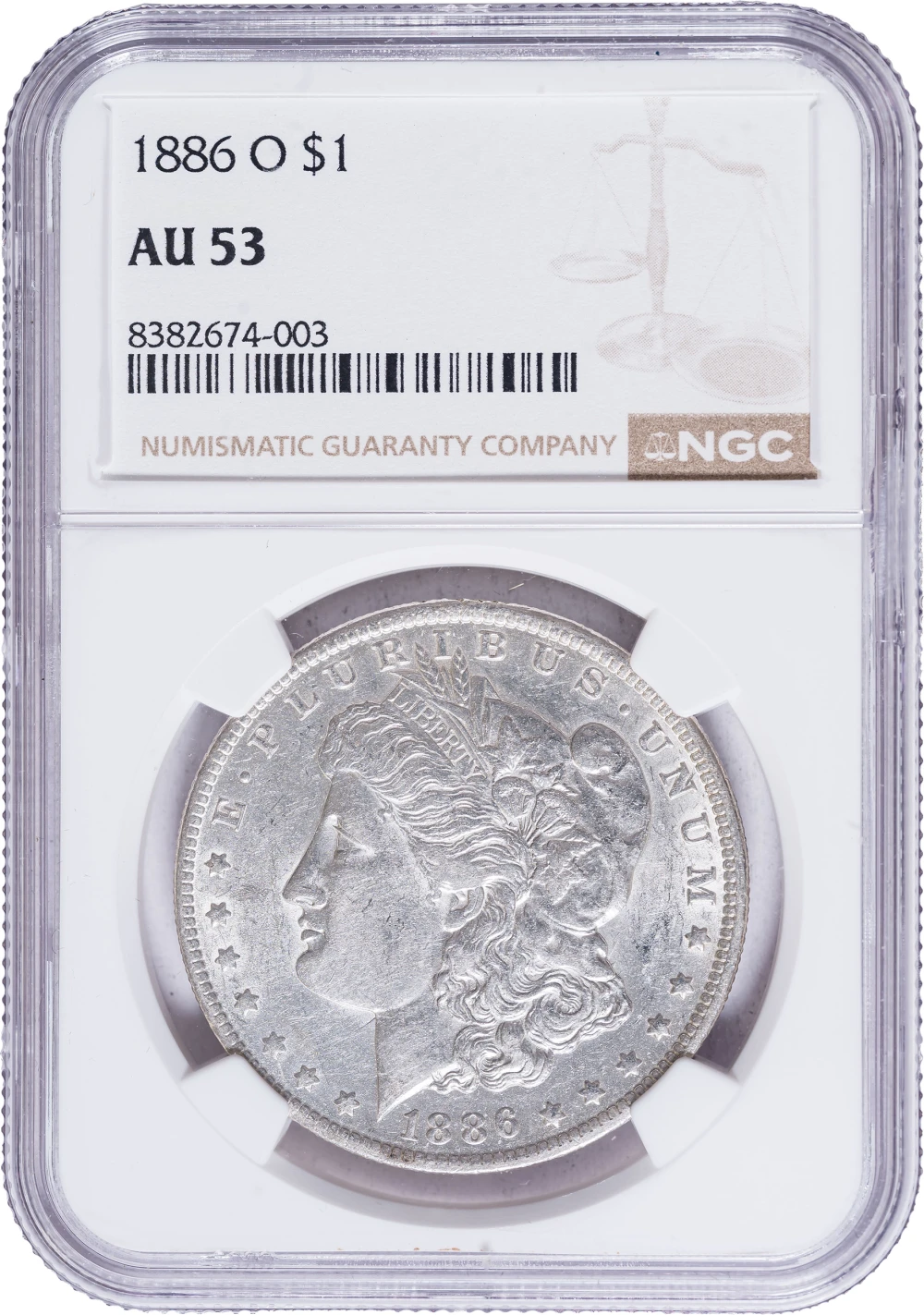 NGC AU-53 1886-O Morgan Dollar