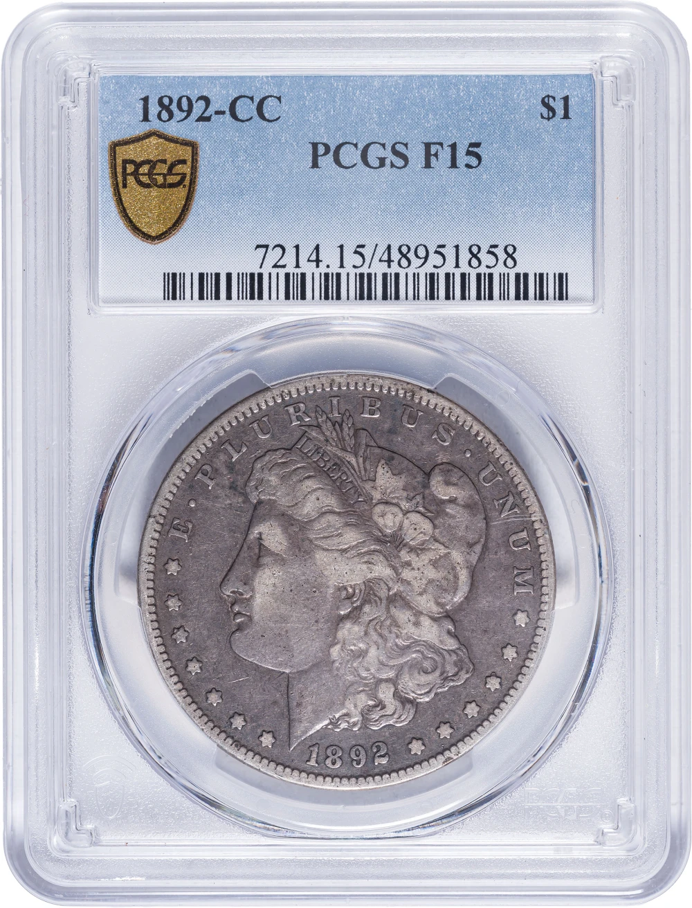 PCGS Fine-15 1892-CC Morgan Dollar