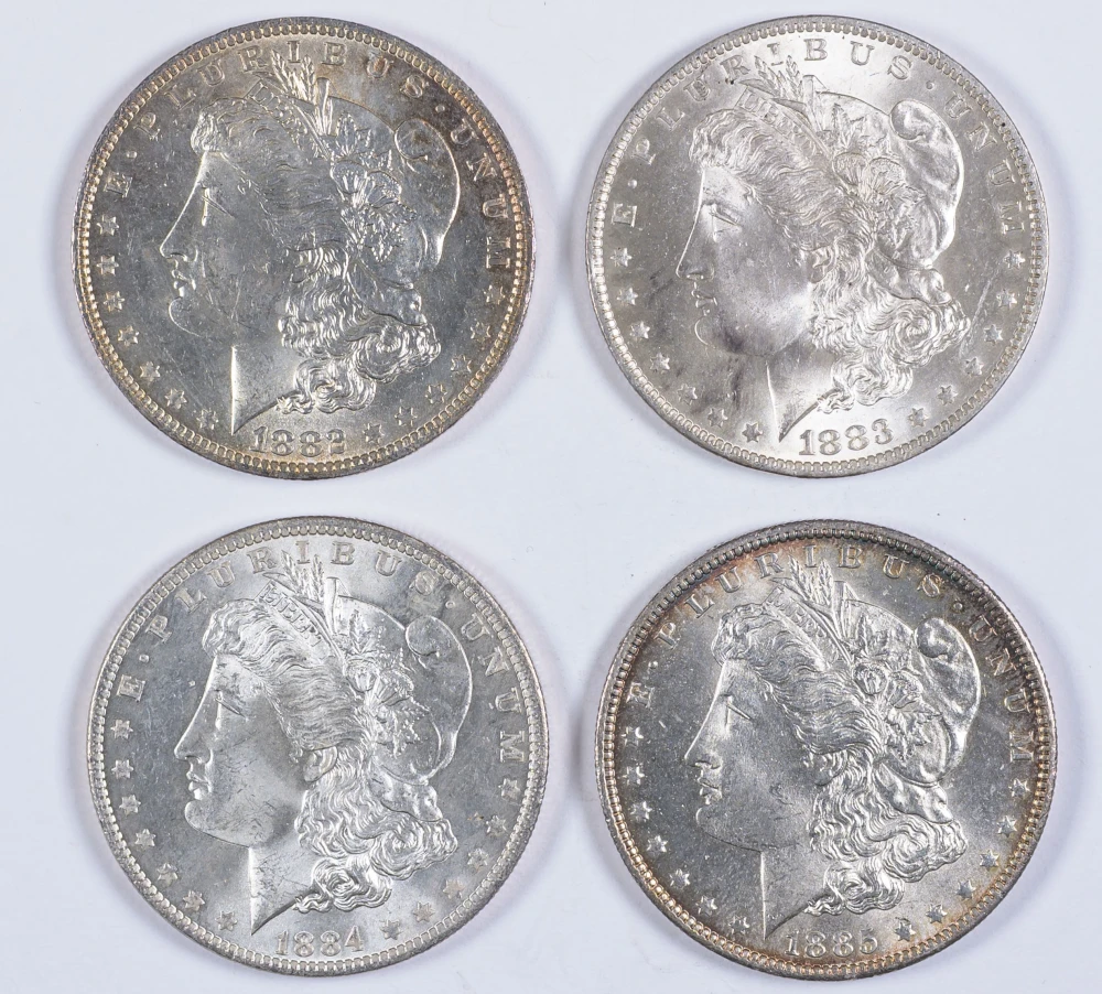 Choice BU-63 "O" Mint Morgan Dollar Quartet
