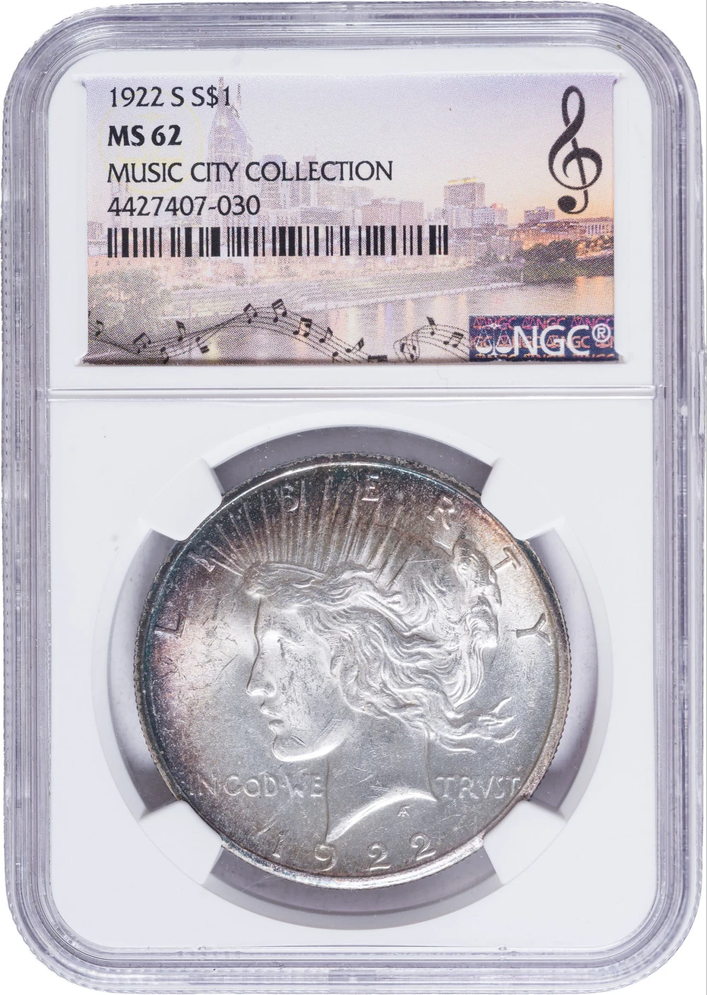 NGC MS-62 1922-S Peace Dollar