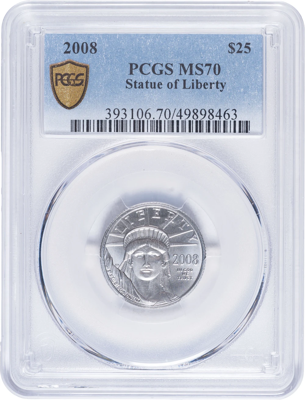 PCGS MS-70 2008 Statue of Liberty Platinum $25