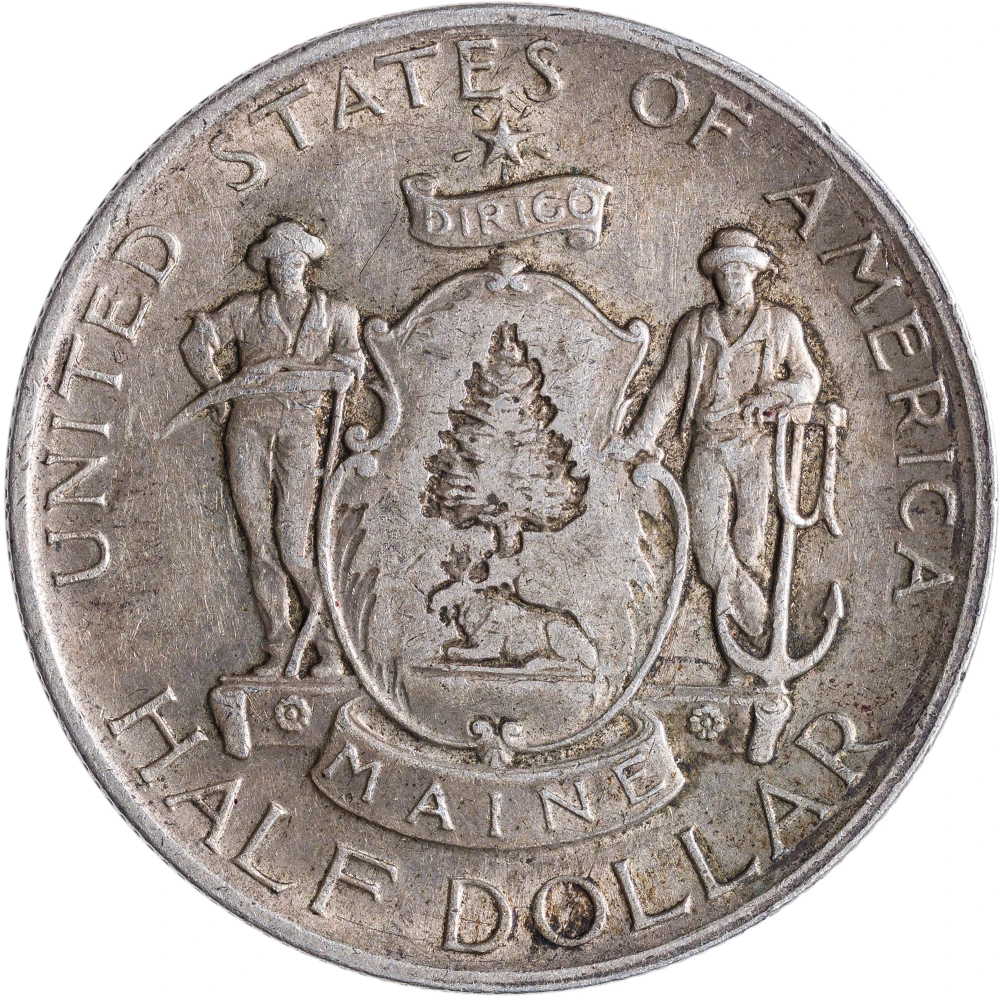 AU-50+ 1920 Maine Half Dollar