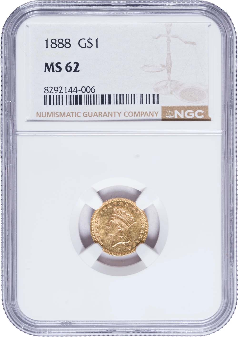 NGC MS-62 1888 $1 Gold
