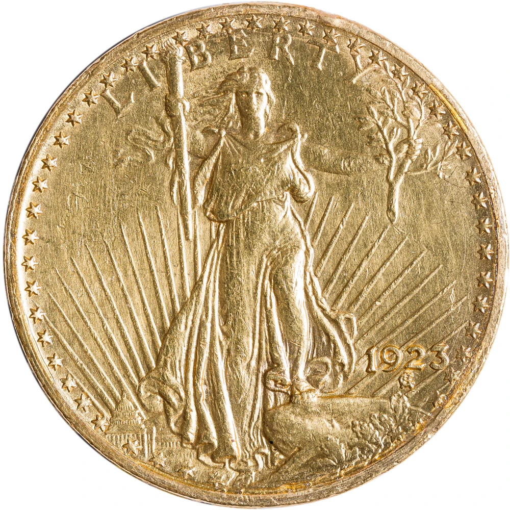 AU Details 1923 $20 Gold St. Gaudens