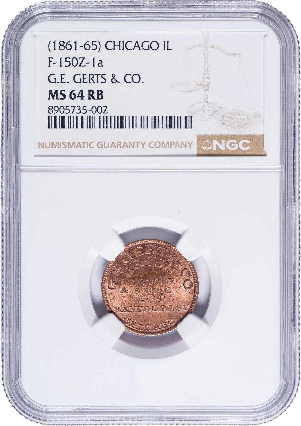 Illinois. NGC MS-64 RB Civil War Token
