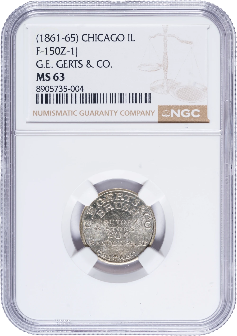 Illinois. NGC MS-63 RB Civil War Token
