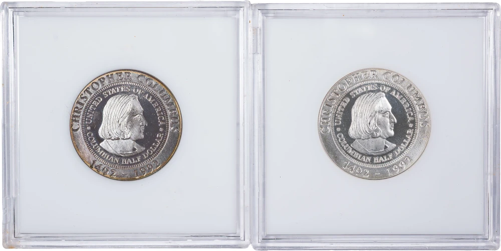 Pair Of 1992 Columbus 1 Ounce Silver Rounds