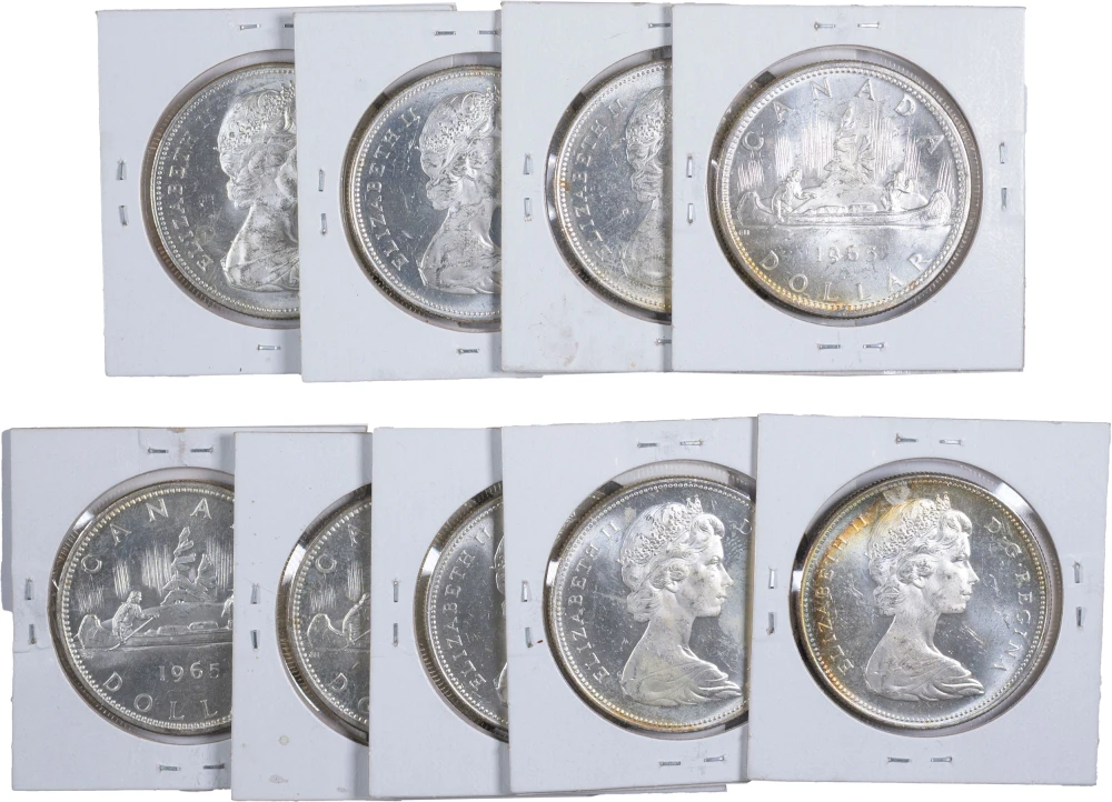 Canada. Group of Unc 1965 Silver Dollars
