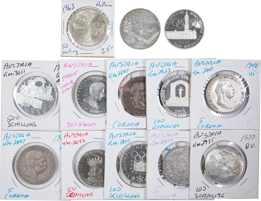 Austria. 13 Piece Mixed Silver Lot
