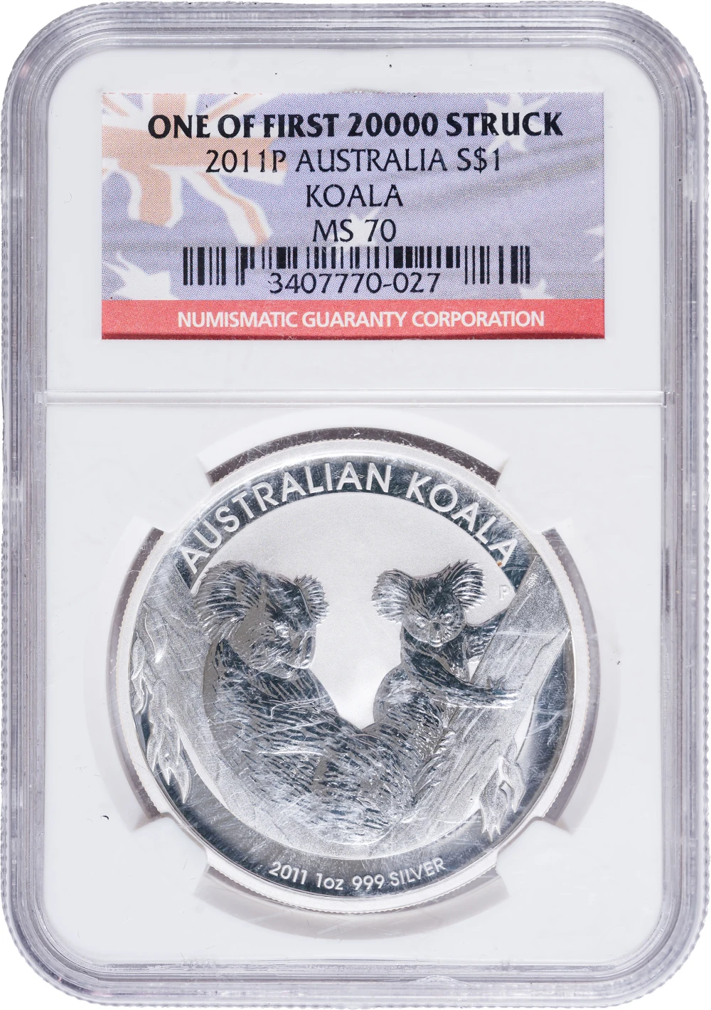 Australia. NGC MS-70 2011-P One Ounce Koala
