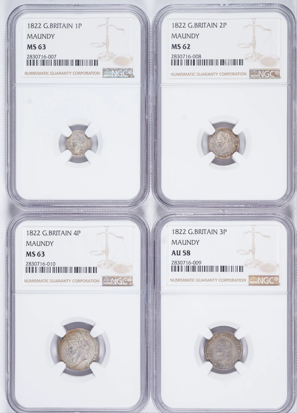 Great Britain. NGC-Certified 1822 Maundy Set