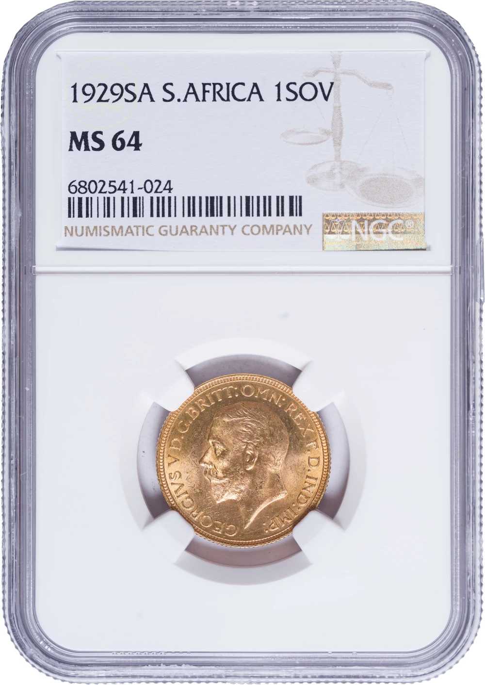 South Africa. NGC MS-64 1929-SA Gold Sovereign