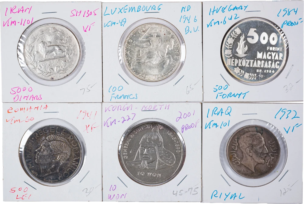 Diverse 6 Piece World Silver Coin Lot