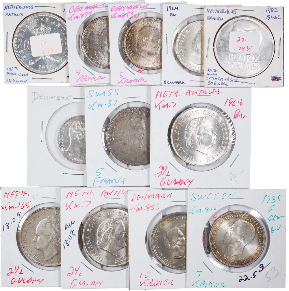 12 Pieces Mostly Scandinavian Silver Coins