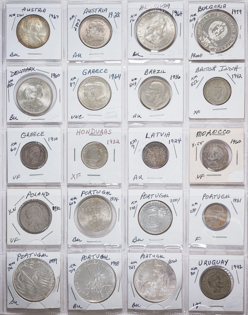 40 Pcs Of Mixed World Silver Coins