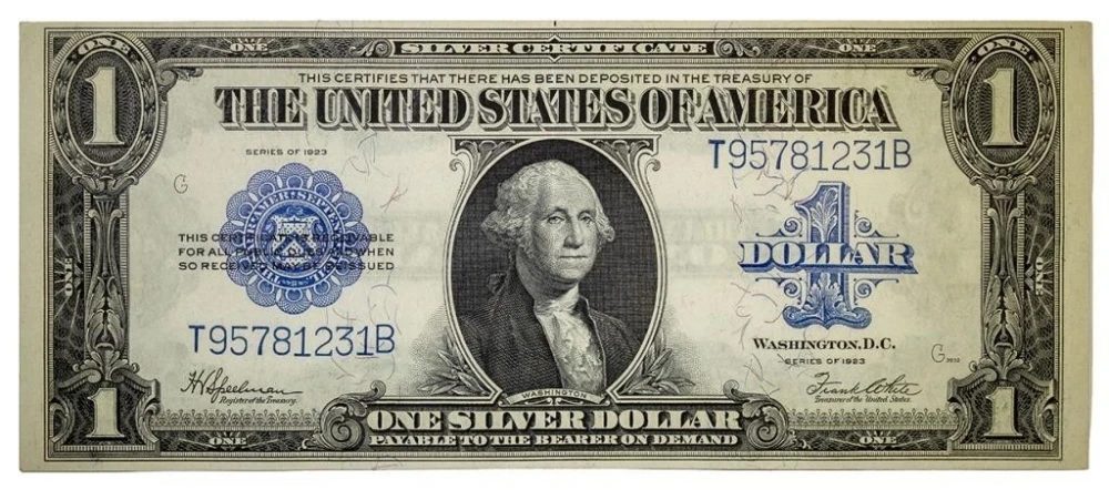 Choice AU Series 1923 Silver Certificate $1
