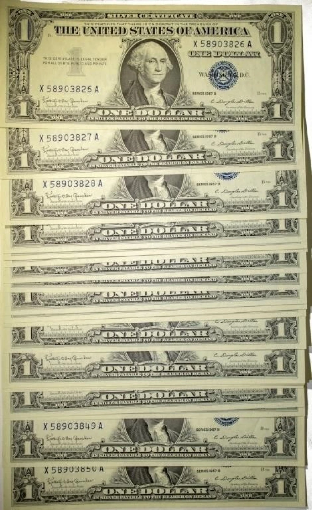 25 pcs of 1957-B $1 Consecutive Number Notes