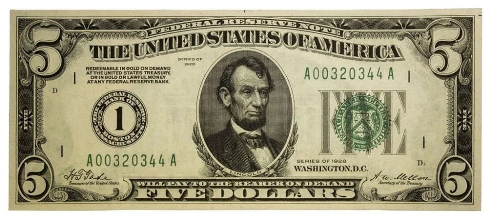 Borderline UNC 1928 $5 FRN