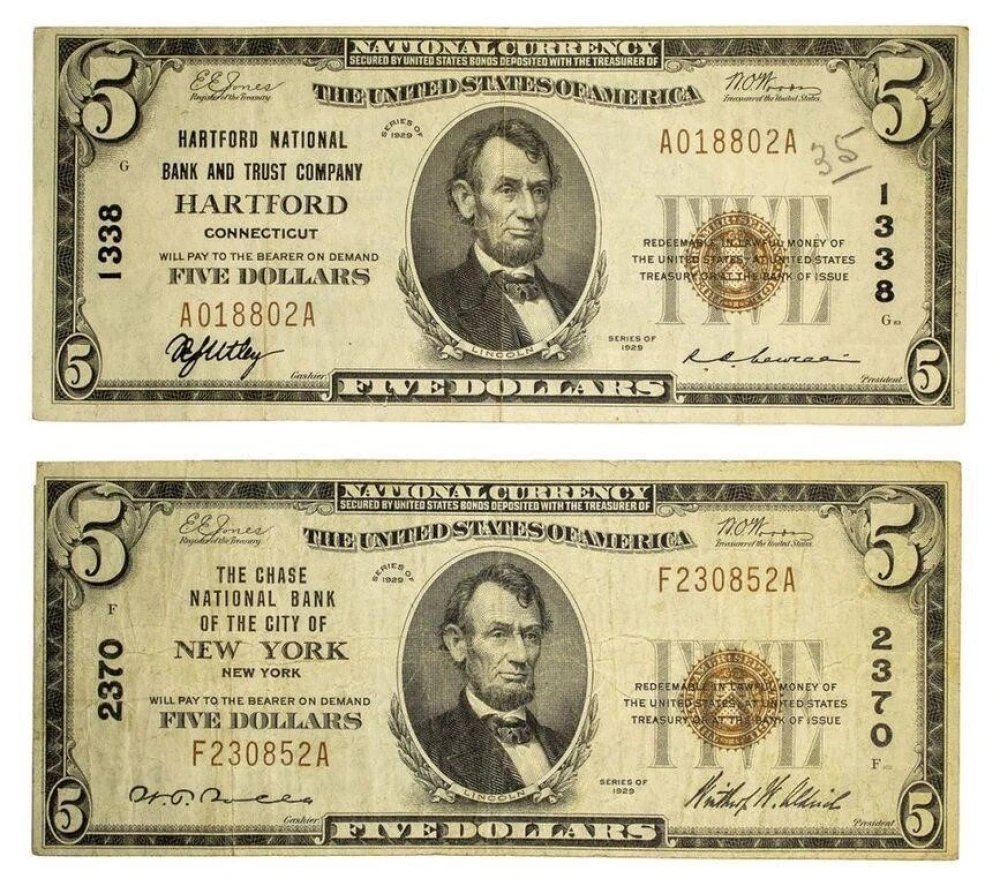 1929 $5 National Pair