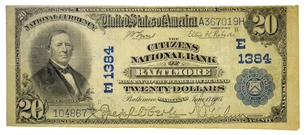 Maryland. Baltimore. VF Series 1902 $20