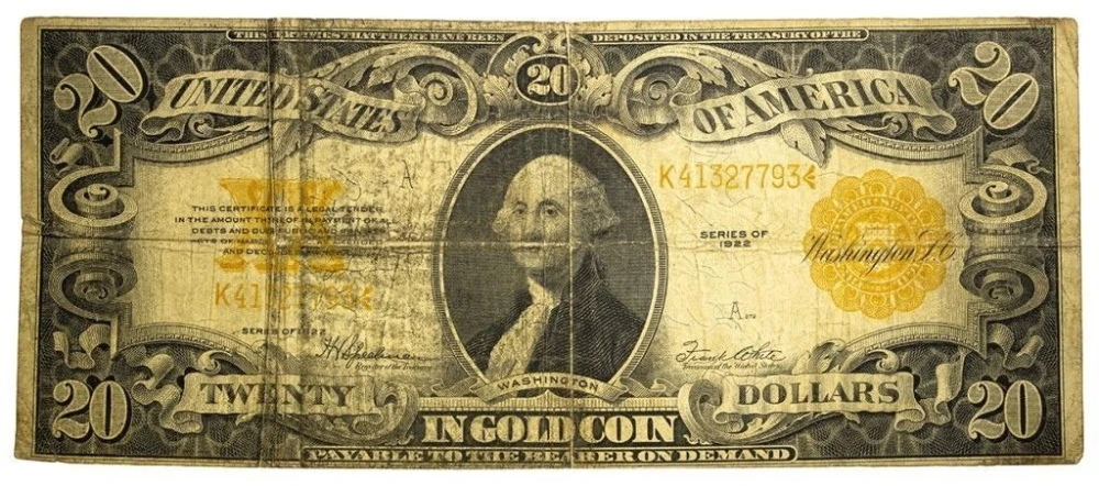 Fine 1922 $20 Gold Note