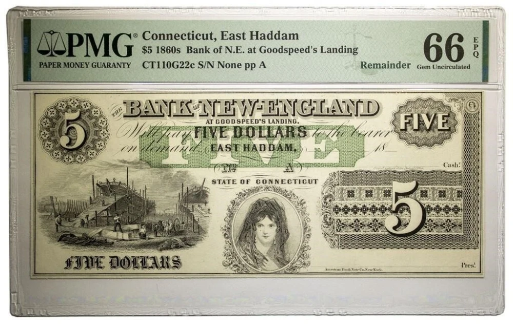 Connecticut. Gem UNC-66 EPQ $5 Remainder