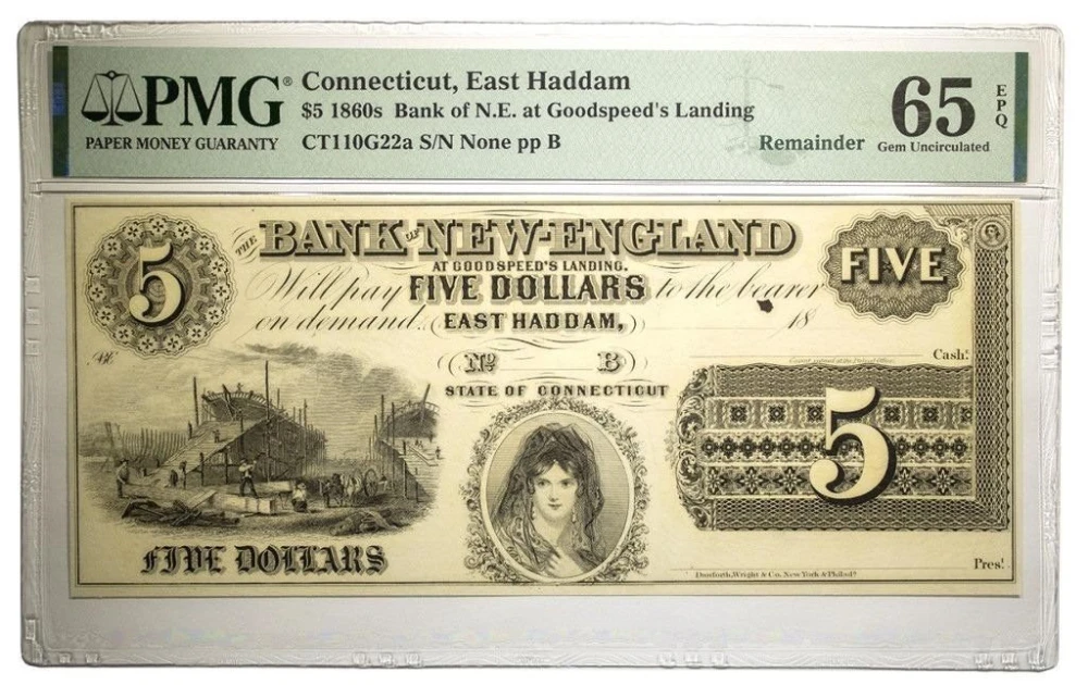 Connecticut. Gem UNC-65 EPQ $5 Remainder