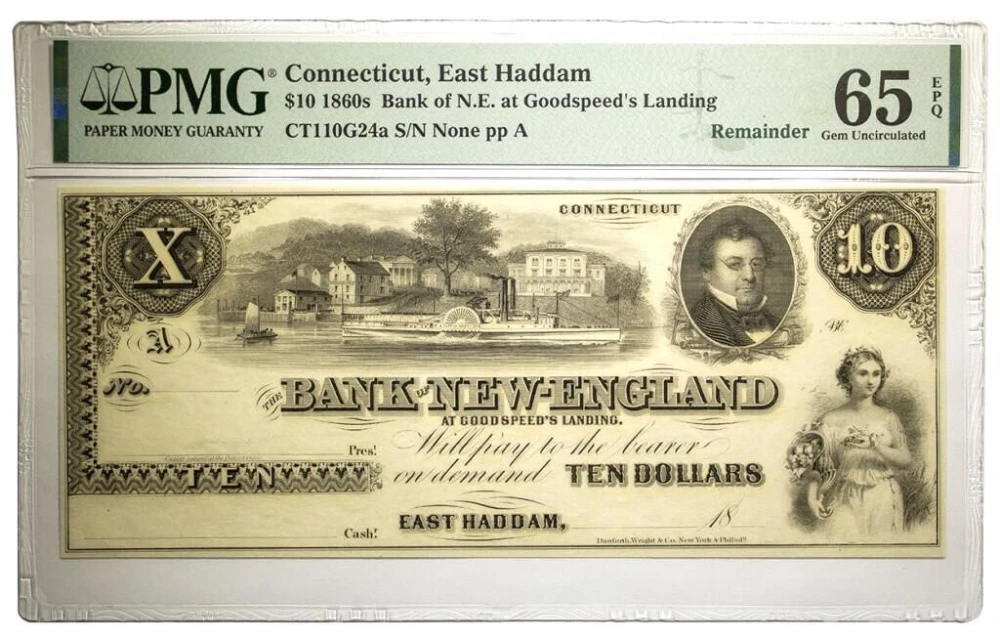 Connecticut. Gem UNC-65 EPQ $10 Remainder