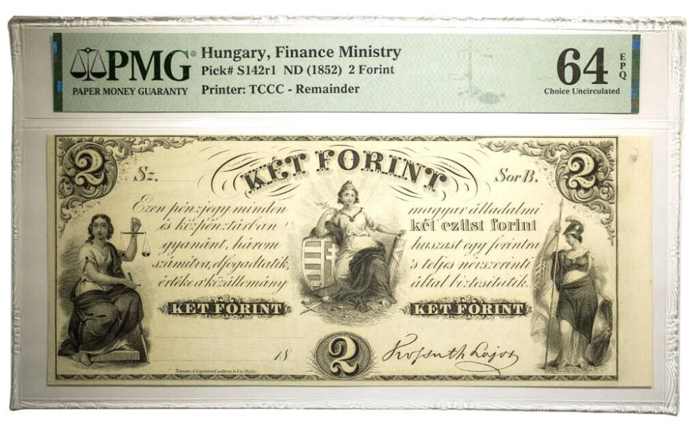 Hungary. PMG UNC-64 EPQ Ket or Two Forint