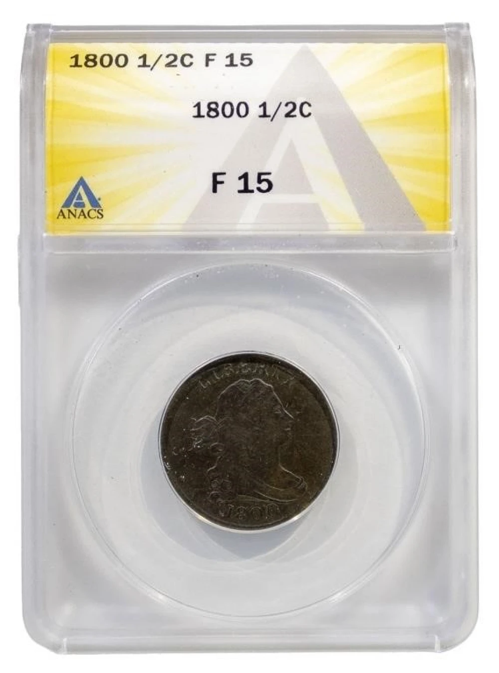 ANACS F-15 1800 Half Cent