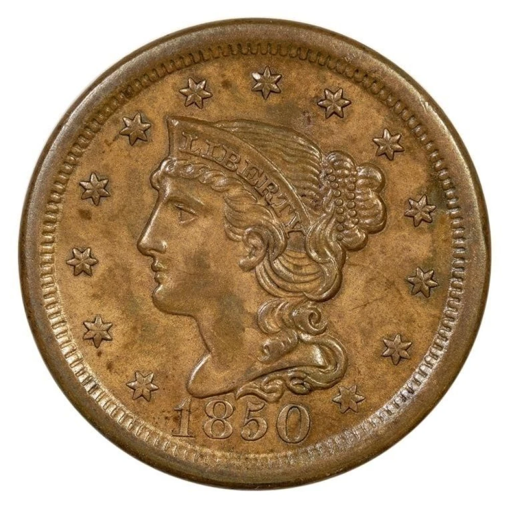 UNC Details 1850 Large Cent